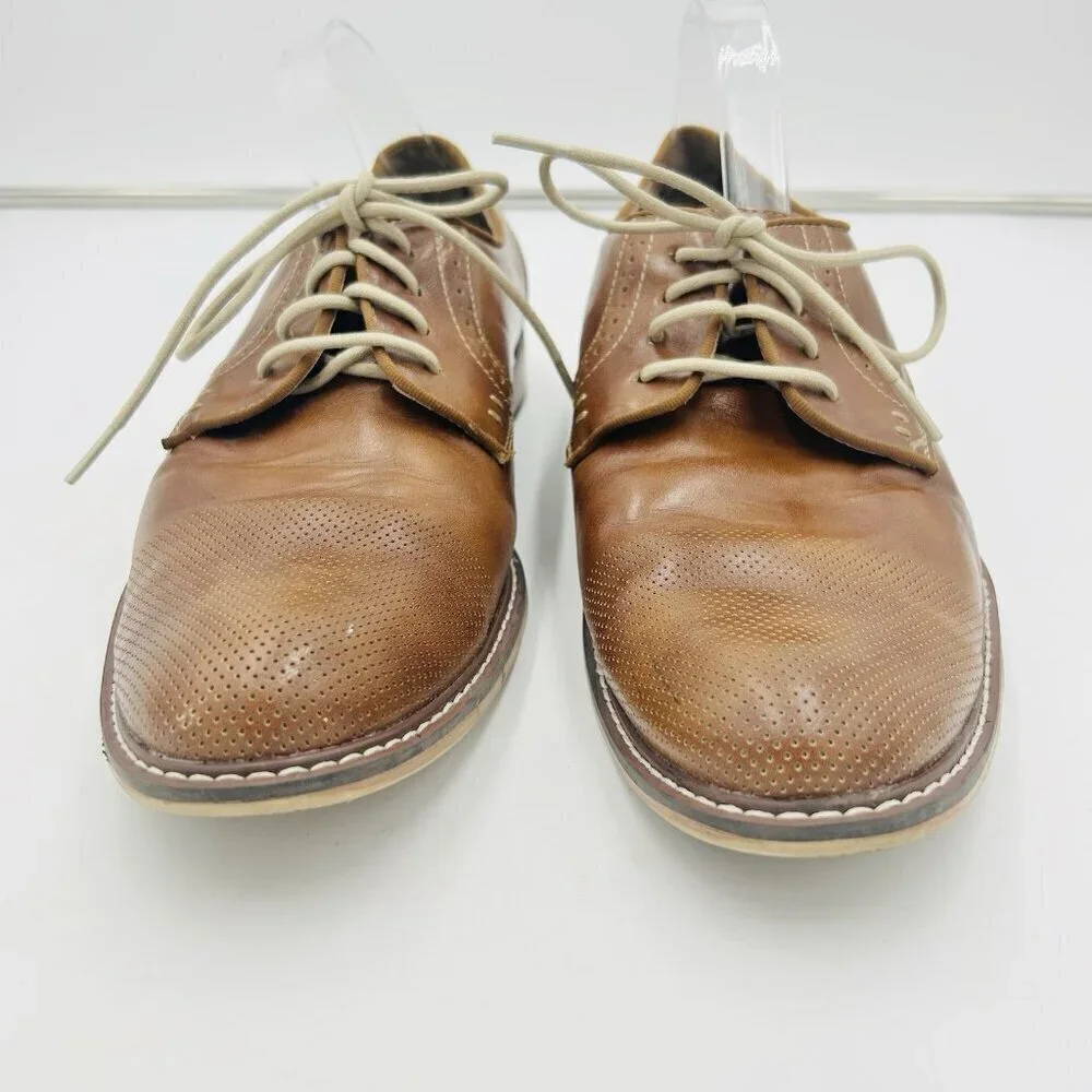 Men's Madden M-Alk Brown Cognac Oxford Shoes Size 12M Laced Perforated